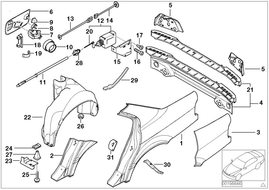 2000 BMW 323i Hinge, gas cap. Body, Trim - 51171970450 | BMW Toronto ...